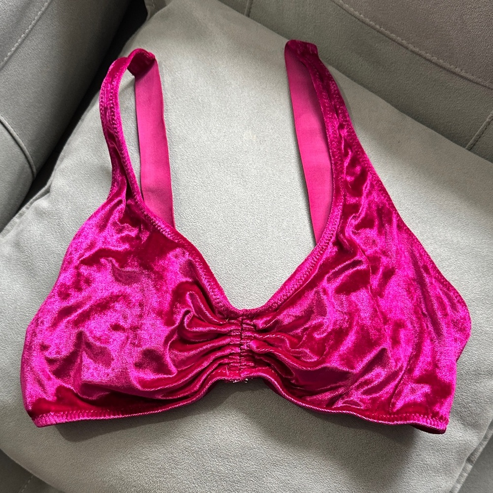 Free People Fuchsia Velvet Bralette